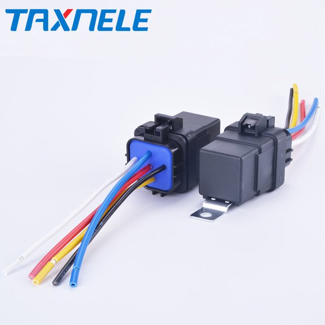 Automobile Relay Waterproof Integrated Wired DC12V 40A 5Pin 4pin Auto Relay With 105mm Length Wires Car Relay