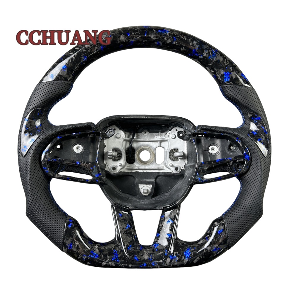 Custom carbon fiber steering wheel to fit Dodge Challenger PU Charger Srt LED display steering wheel