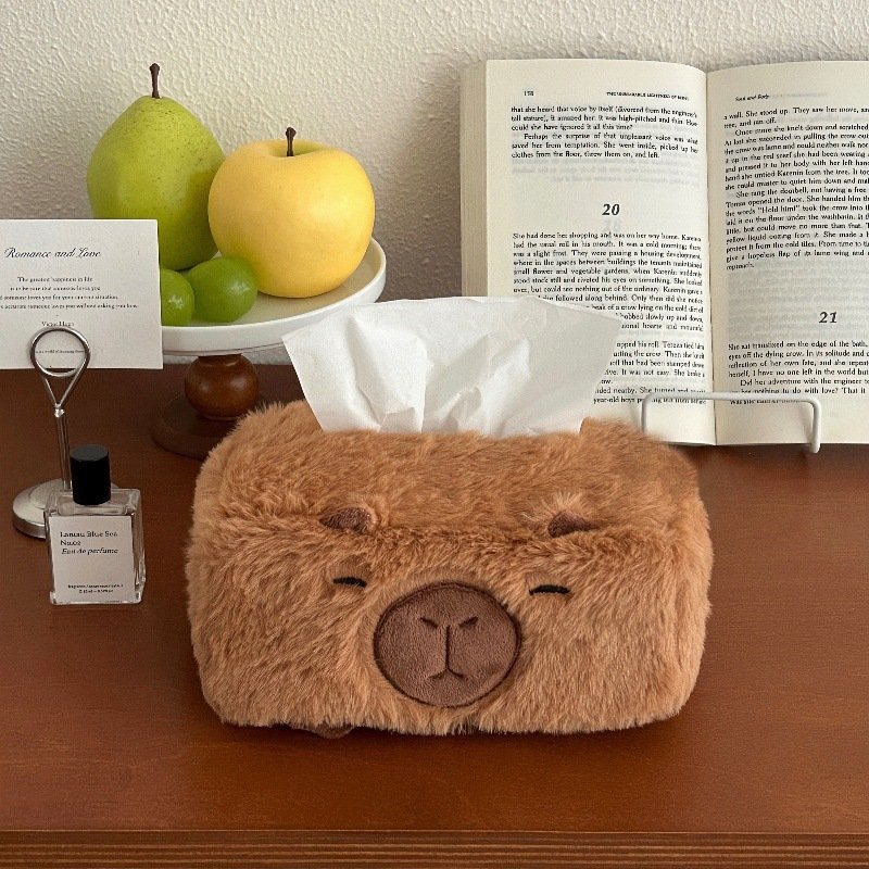 New Arrival Soft Cute Baby Capybara Plush Toys Car Home Use Cute Plush Capybara Paper Tissue Box Holder