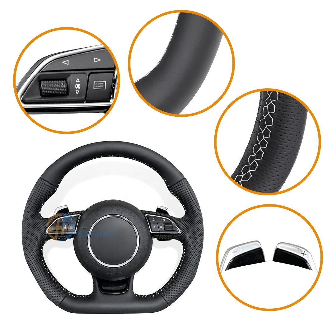 Custom Leather Steering Wheel Fit For Audi R8 A6 A5 A4 RS3 RS4 RS5 RS6 RS7 RS Steering Wheel