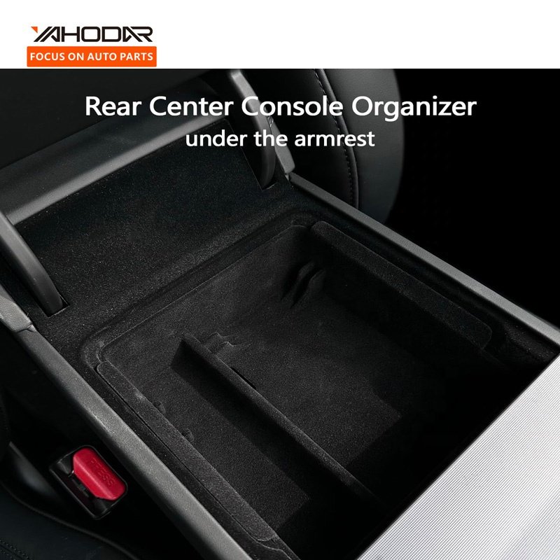 Car Center Console Organizer Flocked Armrest Rear Storage Box for Model 3 Highland 2024 Tesla Accessories