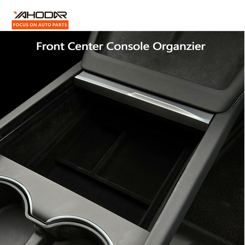 Car Center Console Organizer Flocked Armrest Rear Storage Box for Model 3 Highland 2024 Tesla Accessories