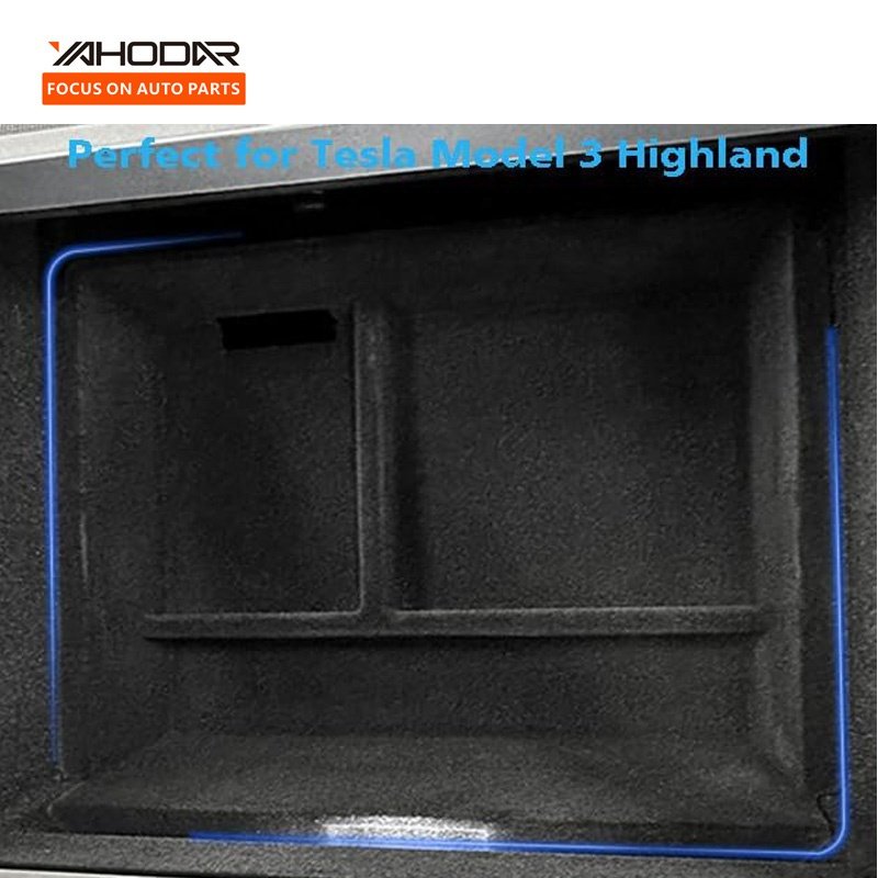 Car Center Console Organizer Flocked Armrest Rear Storage Box for Model 3 Highland 2024 Tesla Accessories