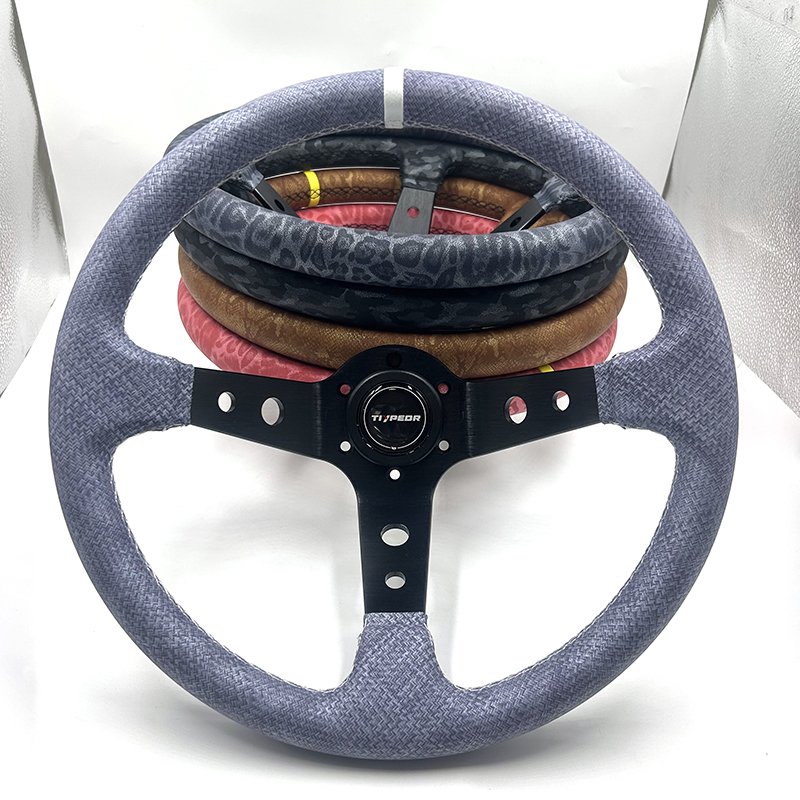 Tiypeor Car Modification Steering Wheel 350MM Leather Racing Sport Steering Wheel Volante de auto