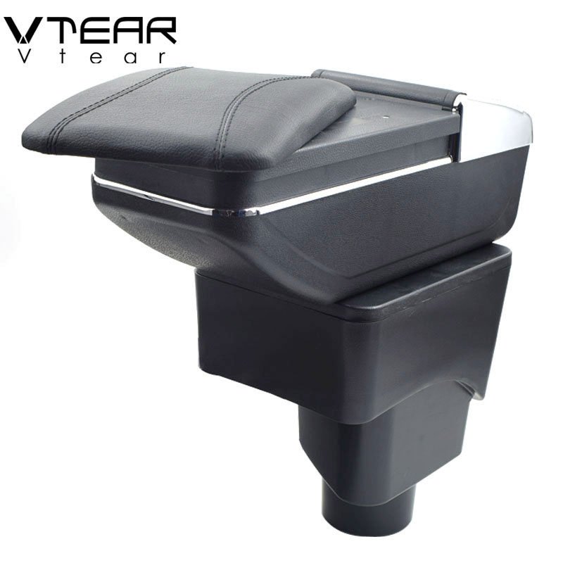 Vtear for Ford Ecosport Armrest Interior PU Leather Central Store Content Storage Box Interior Arm Rest Car-styling Accessories