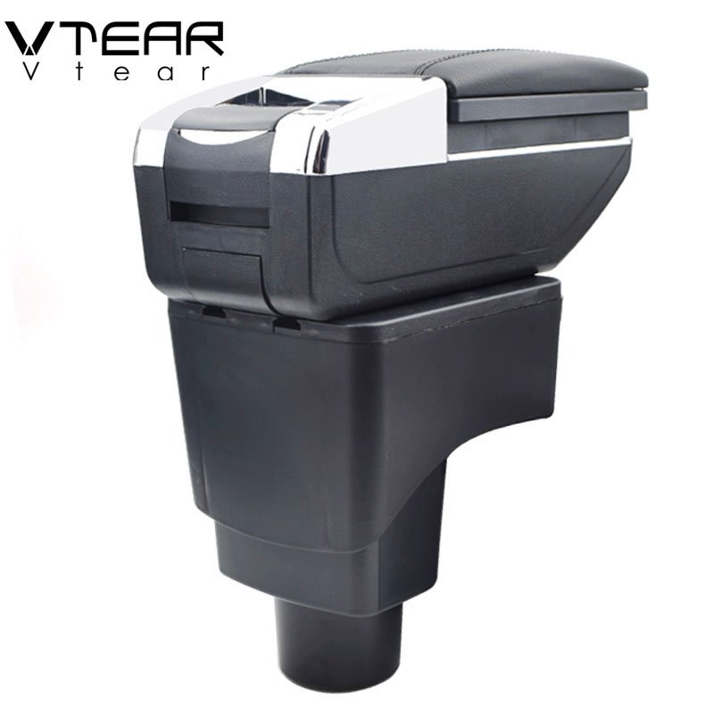 Vtear for Ford Ecosport Armrest Interior PU Leather Central Store Content Storage Box Interior Arm Rest Car-styling Accessories