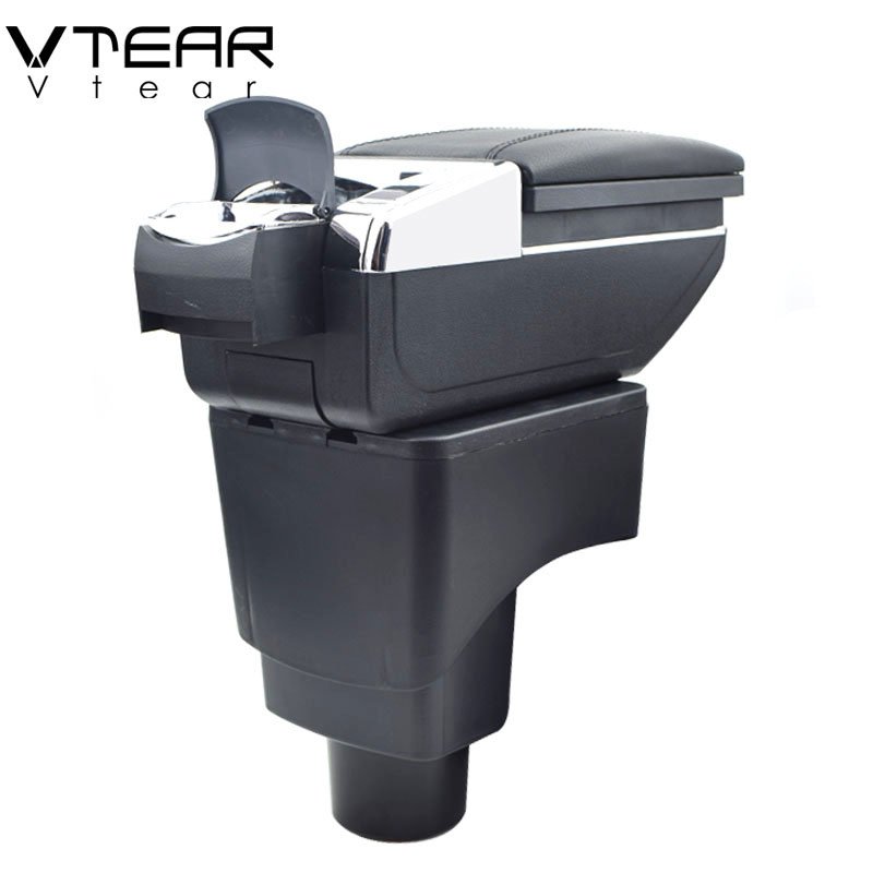 Vtear for Ford Ecosport Armrest Interior PU Leather Central Store Content Storage Box Interior Arm Rest Car-styling Accessories
