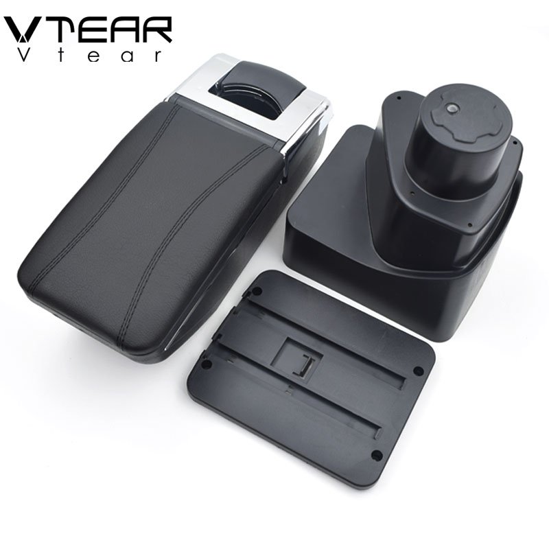Vtear for Ford Ecosport Armrest Interior PU Leather Central Store Content Storage Box Interior Arm Rest Car-styling Accessories