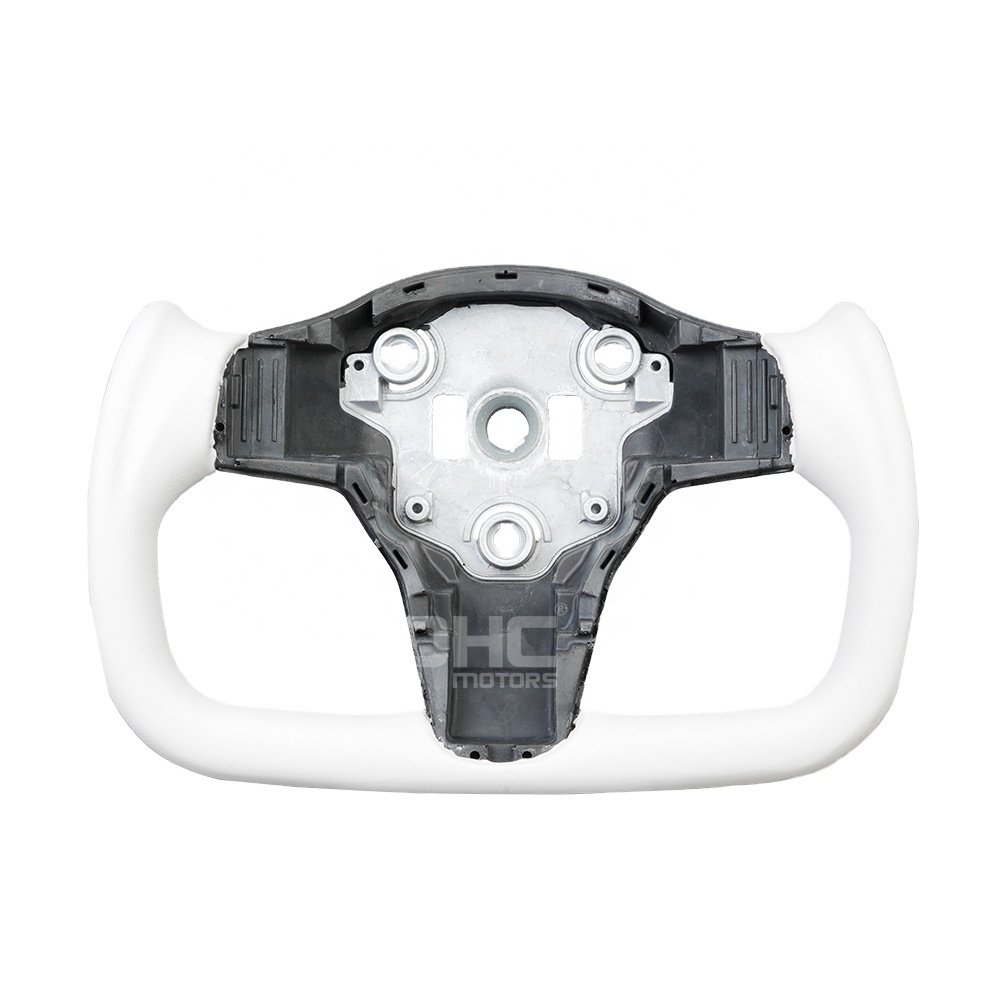 US In Stock White Full Leather Steering Wheel For Tesla Model 3 Yoke Steering Wheel With Heating 2016 2018 2019 2020 2021 2022