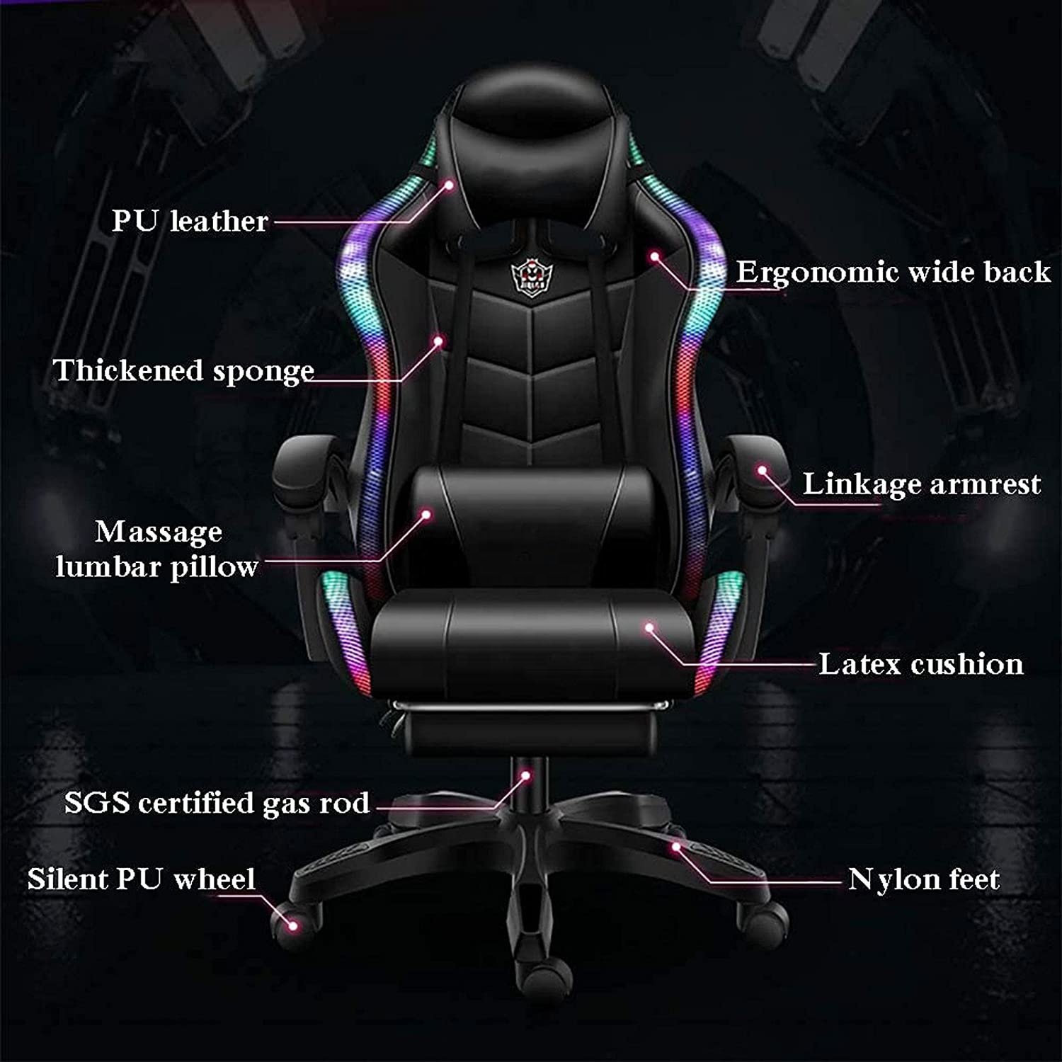 Best Price Silla Pink Girl Gamer Chair PC Office Chairs Swivel LED RGB Gaming Chair With Speakers Footrest and Massage