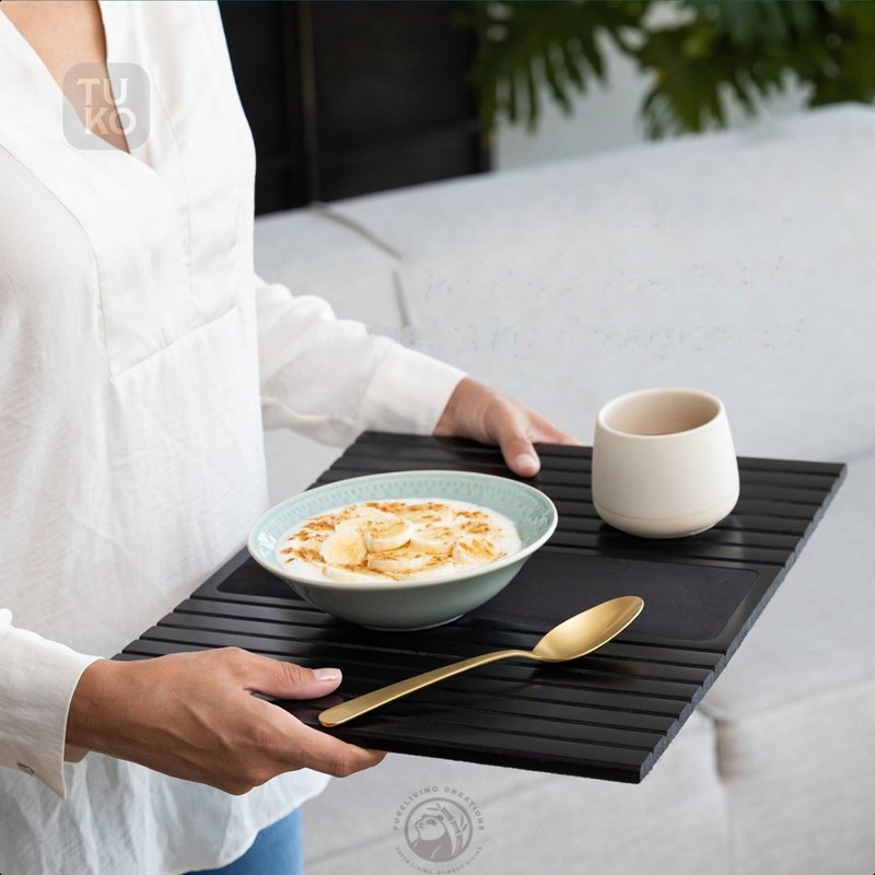 Elegant Design Couch Tray Flexible Anti-Slip Couch Armrest Organizer Bamboo Sofa Tray Armrest Tray Table for Couch
