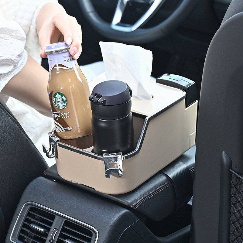Felaruta Direct Supply Multifunctional Car Armrest Tissue Box Simple Car Cup Holder Storage Box Bag Parts & Accessories