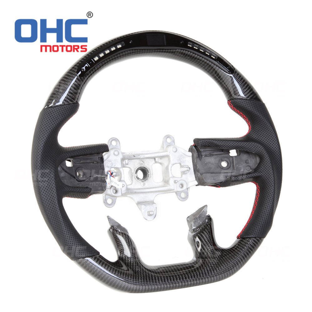 OHC MOTORS LED Real Carbon Fiber Steering Wheel for Dodge RAM 1500 2500 3500 4500 5500 2019 2020 2021 Steering Wheels