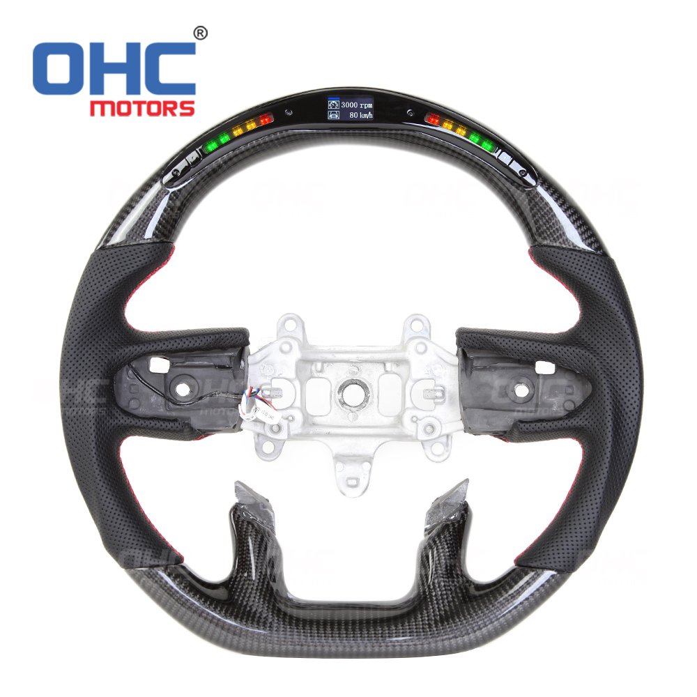OHC MOTORS LED Real Carbon Fiber Steering Wheel for Dodge RAM 1500 2500 3500 4500 5500 2019 2020 2021 Steering Wheels
