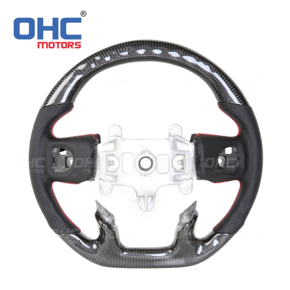 OHC MOTORS LED Real Carbon Fiber Steering Wheel for Dodge RAM 1500 2500 3500 4500 5500 2019 2020 2021 Steering Wheels