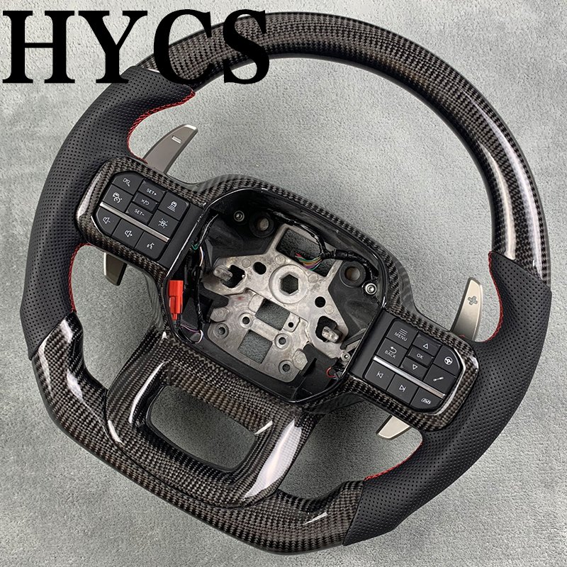 Car Carbon Accessories for Ford Raptor F150 2021 2022 2023 Carbon Fiber Heated Steering Wheel