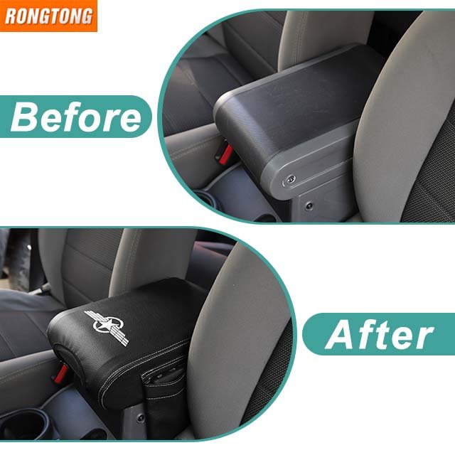 Car Center Console Cushion Protection Leather Central Armrest Box Soft Cover for Jeep Wrangler JK 2007 - 2010