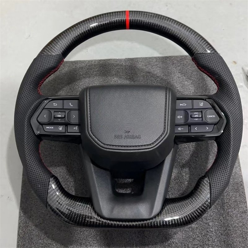 Customization Black Carbon Fiber Leather Car Steering Wheel For Toyota Land Cruiser 300 GR Sport 2022-2024 Car Accessories