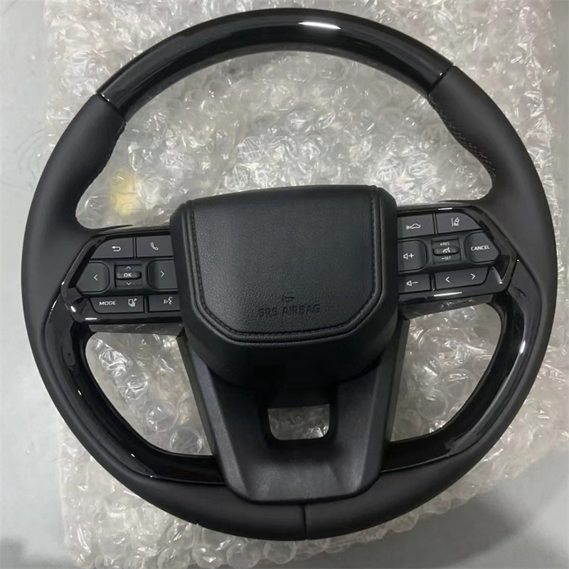 Customization Black Carbon Fiber Leather Car Steering Wheel For Toyota Land Cruiser 300 GR Sport 2022-2024 Car Accessories