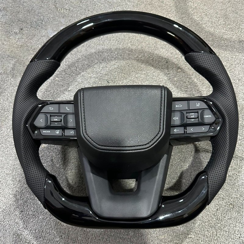 Customization Black Carbon Fiber Leather Car Steering Wheel For Toyota Land Cruiser 300 GR Sport 2022-2024 Car Accessories