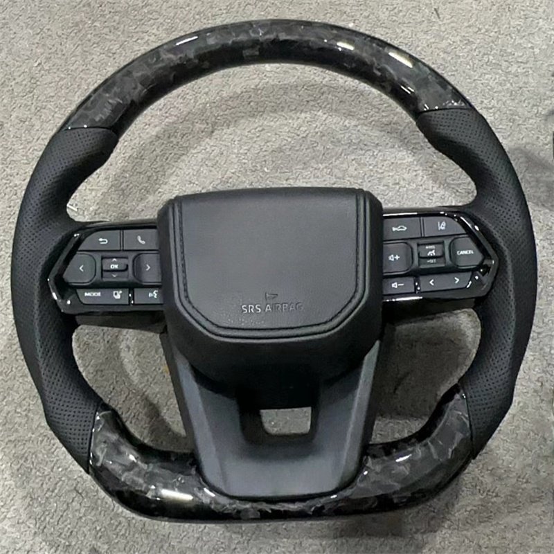 Customization Black Carbon Fiber Leather Car Steering Wheel For Toyota Land Cruiser 300 GR Sport 2022-2024 Car Accessories