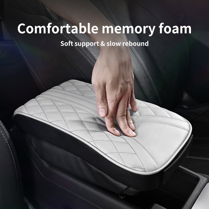 Anjuny Leather Arm Rest Pad Auto Boxs Pad Vehicle Protective Memory Foam Cover Luxury Car Armrest Box