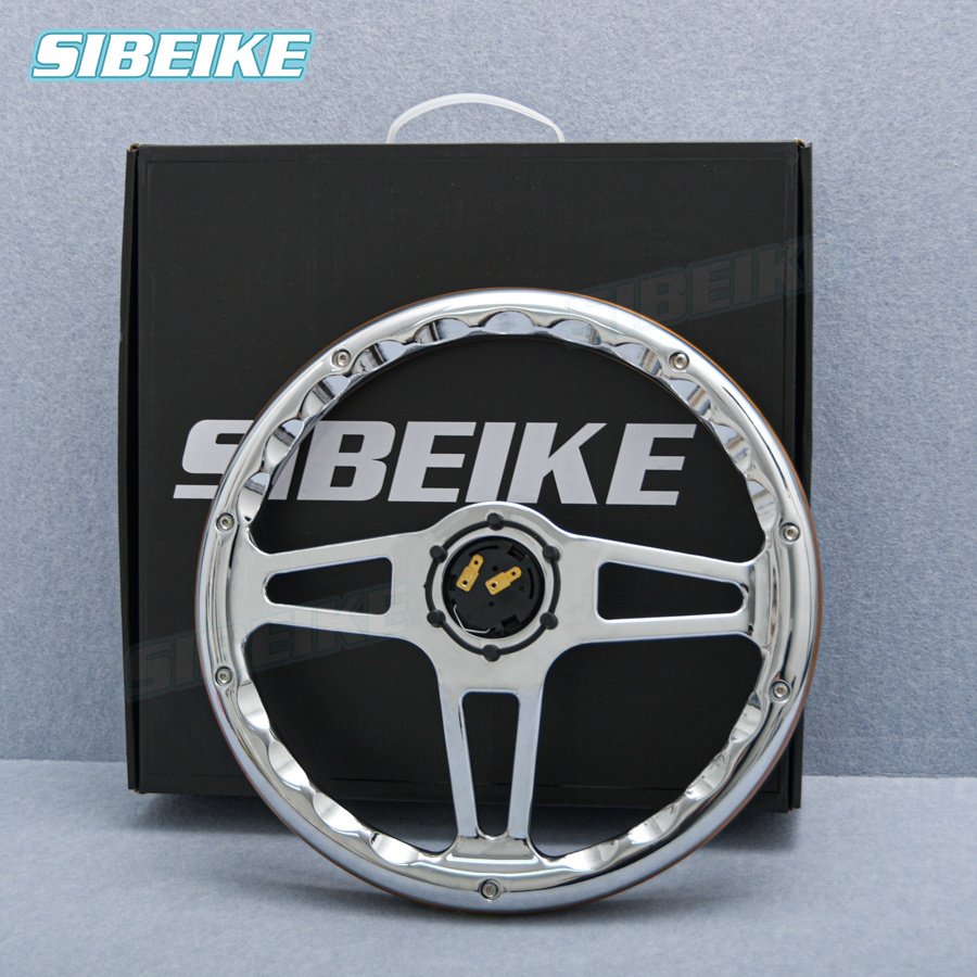 SIBEIKE Vintage Classic Wood Steering Wheel Deep Chrome Spoke Riveted Truck Sports Car Steering Wheel PC-ST81