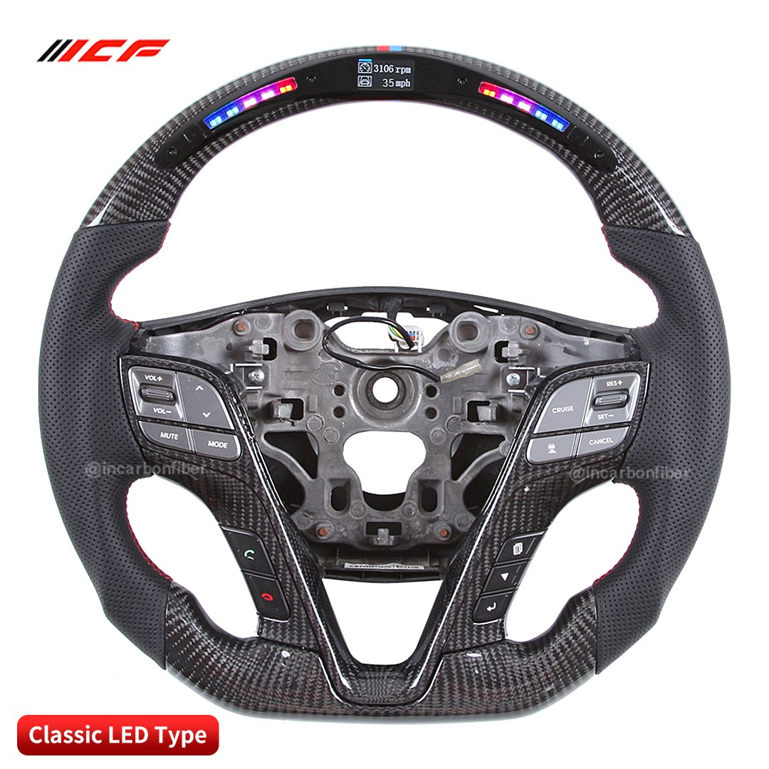100% Real Carbon Fiber LED Steering Wheel for Hyundai Accent Sonata SanteFe