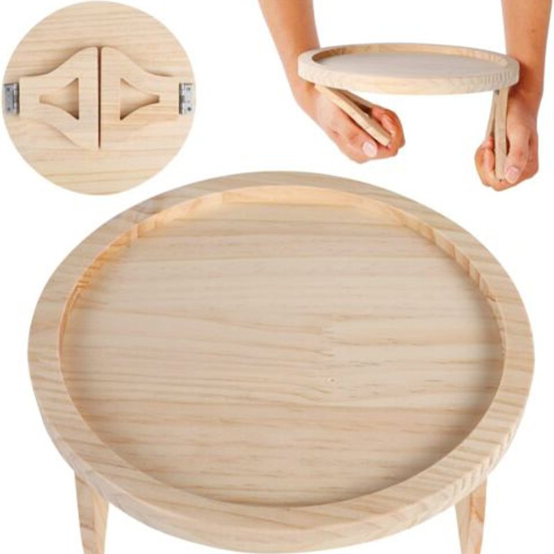 Natural Bamboo Sofa Side Table Foldable Sofa Armrest Clip-On Couch Arm Rest Tray
