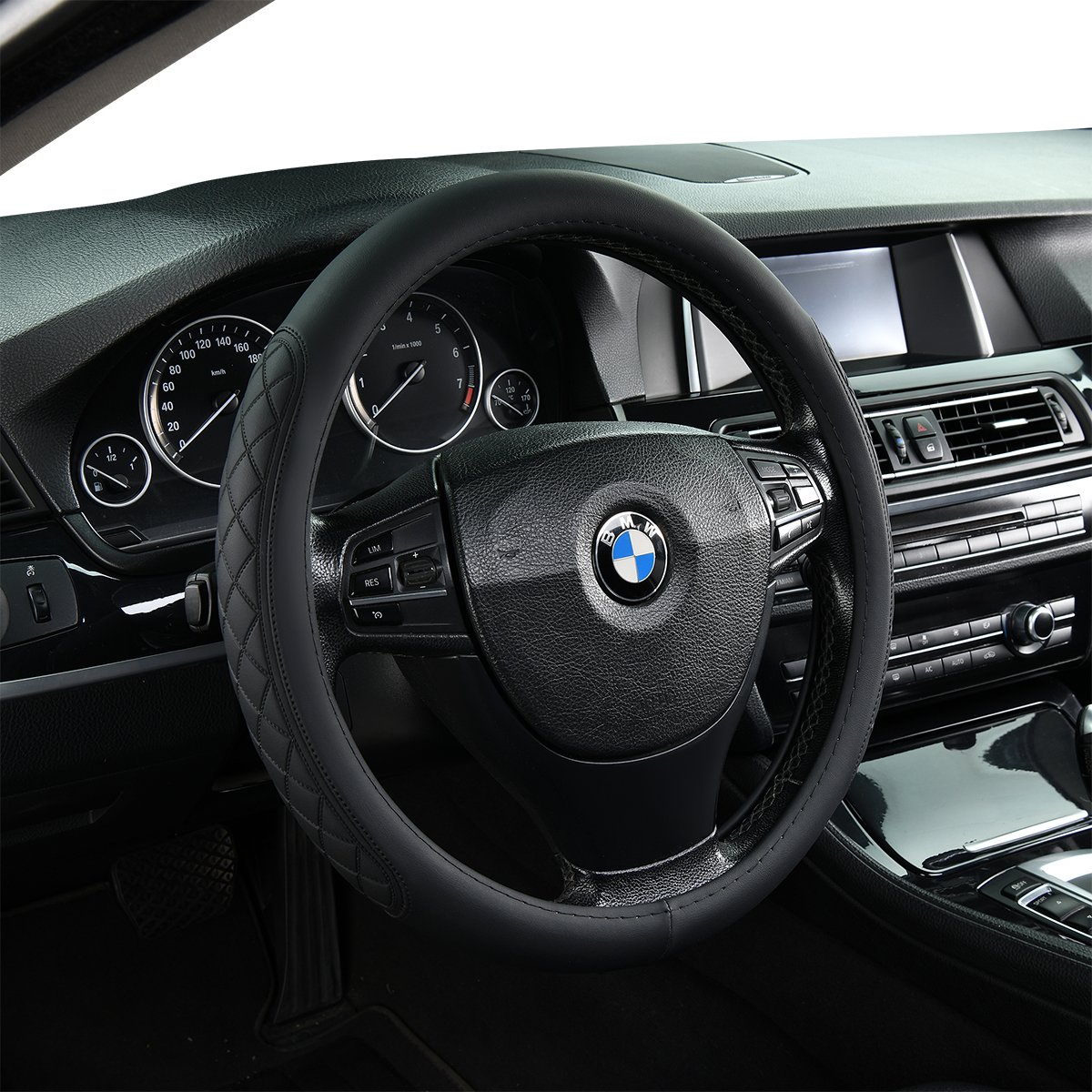 The world's best-selling, all-leather embossed non-slip, the car steering wheel cover general 15-inch