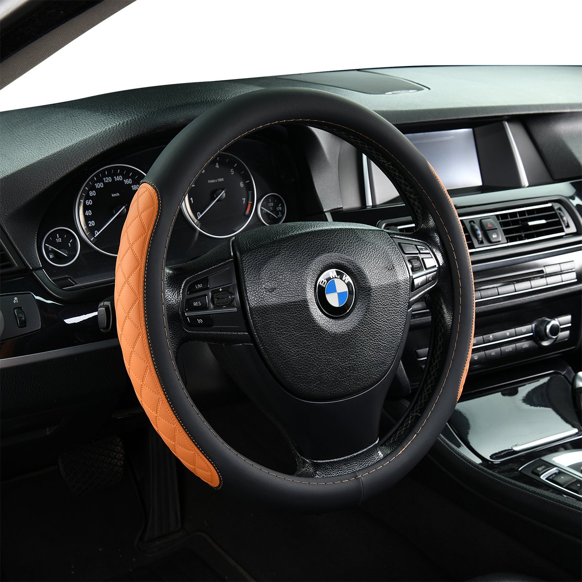 The world's best-selling, all-leather embossed non-slip, the car steering wheel cover general 15-inch