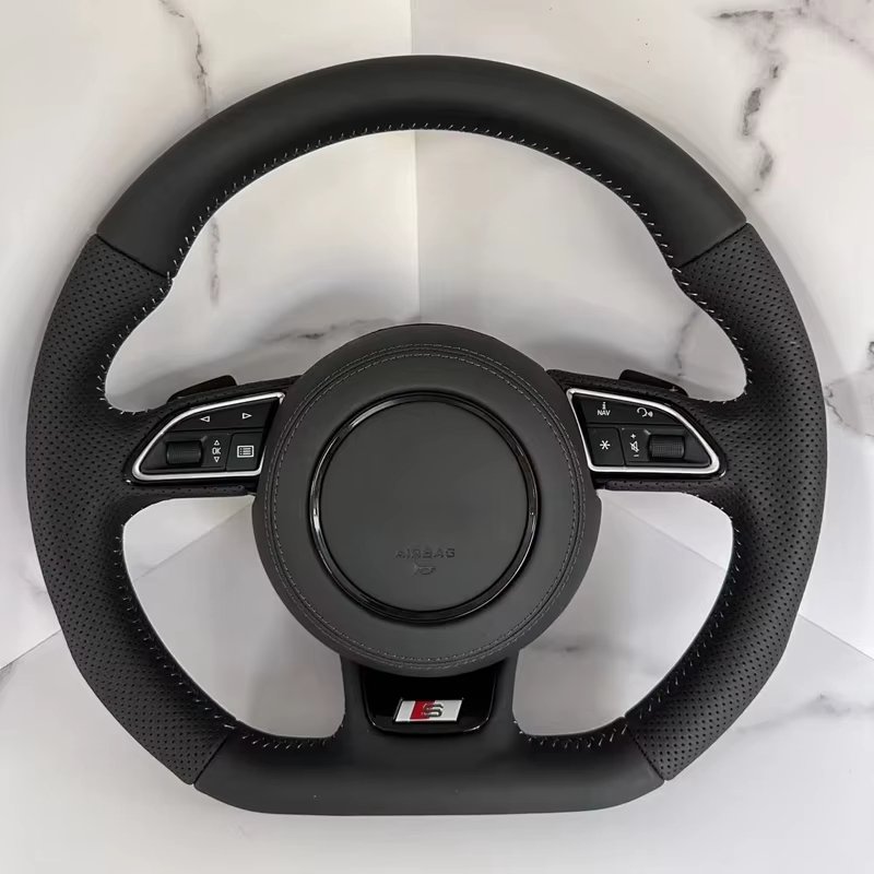 Fully Perforated Steering Wheel Flat Bottom Steering Wheel Campaign Assembly For Audi A3 A4 A5 A6 A7 Q3 Q5 Q7