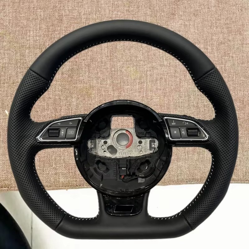 Fully Perforated Steering Wheel Flat Bottom Steering Wheel Campaign Assembly For Audi A3 A4 A5 A6 A7 Q3 Q5 Q7