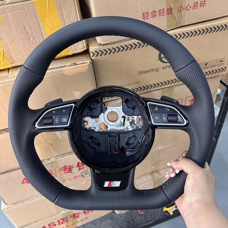 Fully Perforated Steering Wheel Flat Bottom Steering Wheel Campaign Assembly For Audi A3 A4 A5 A6 A7 Q3 Q5 Q7