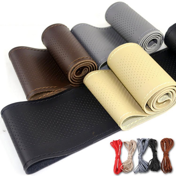 Real cow leather classic design car steering wheel cover manufacturer car steering wheel accessories