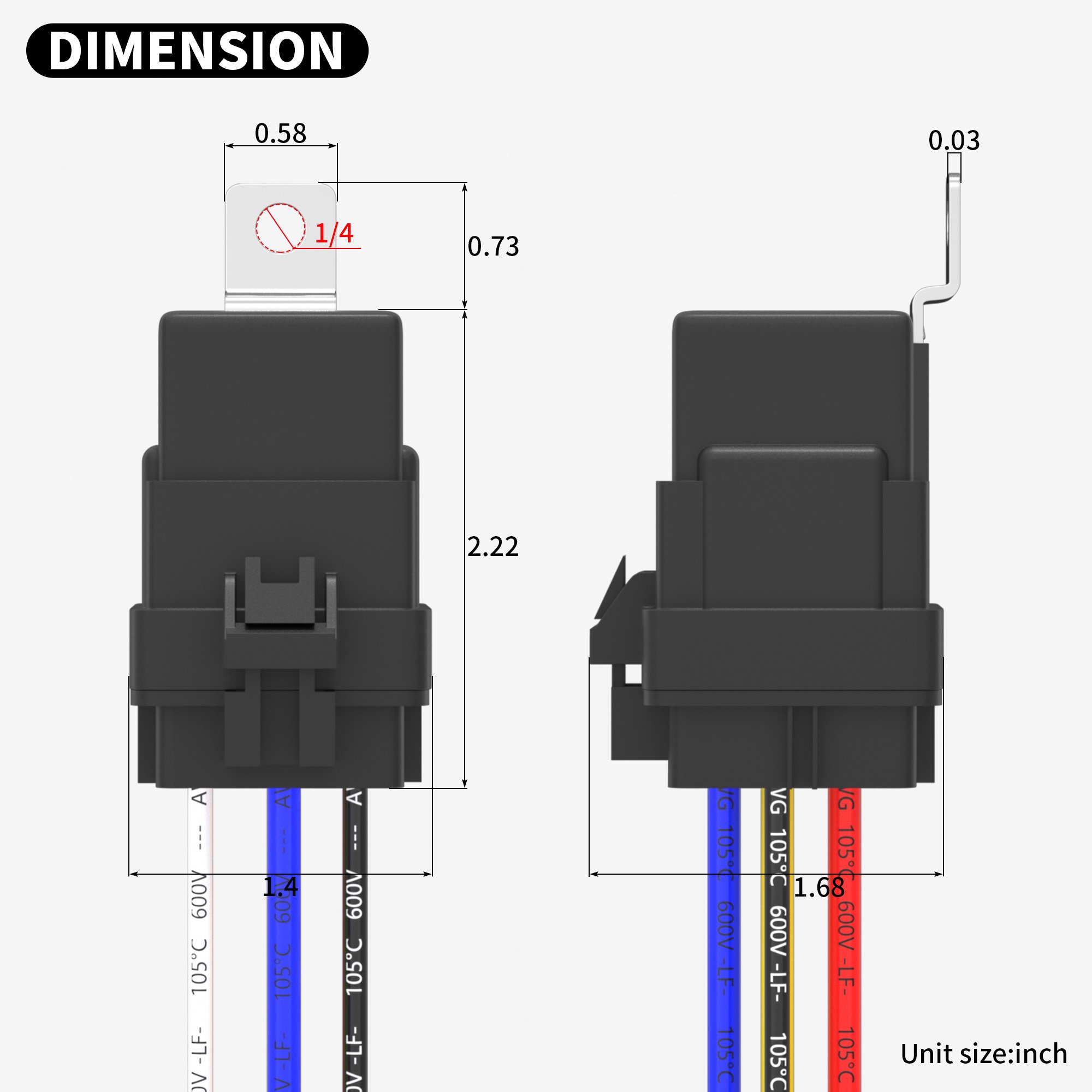 12V 40/30 Amp Car Relay DC 5 Pin SPDT Heavy Duty 12 AWG Copper Wires Relay Kit With Harness for Automotive Truck Motorcycle Boat