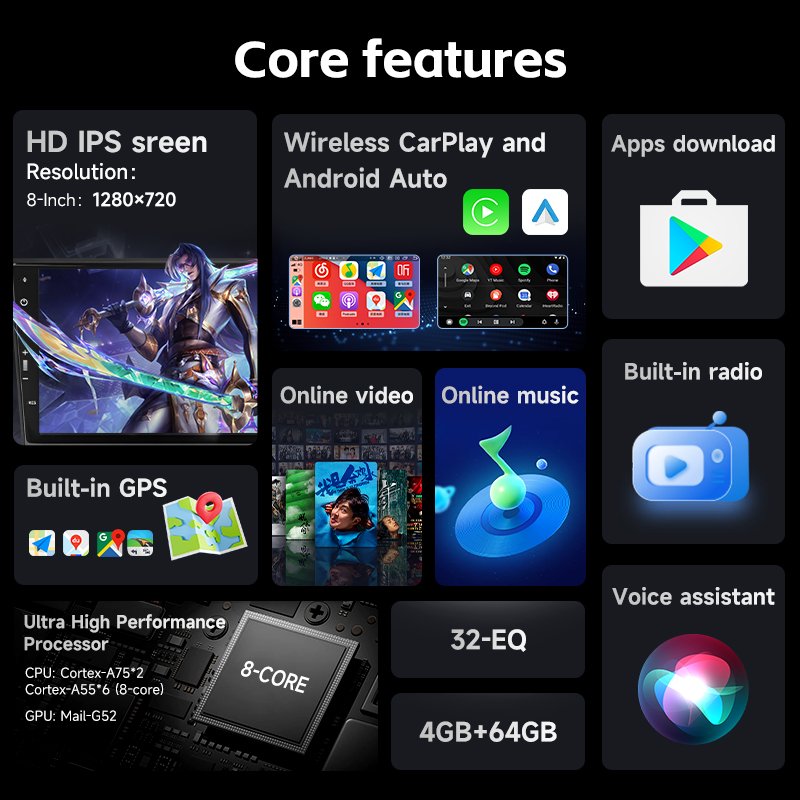 8'' 1Din Android11.0 Car Radio Multimedia Player for Opel Astra Antara Vectra Corsa Zafira Meriva Vivara Vivaro Gps Navigation