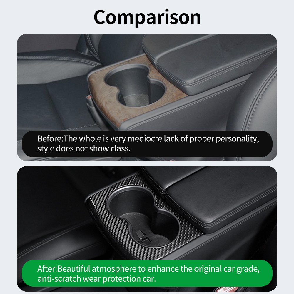 For Tesla Model X 2016-2021 Year Car Central Armrest Cup Frame Decoration Real Carbon Fiber Car Accessories Sticker
