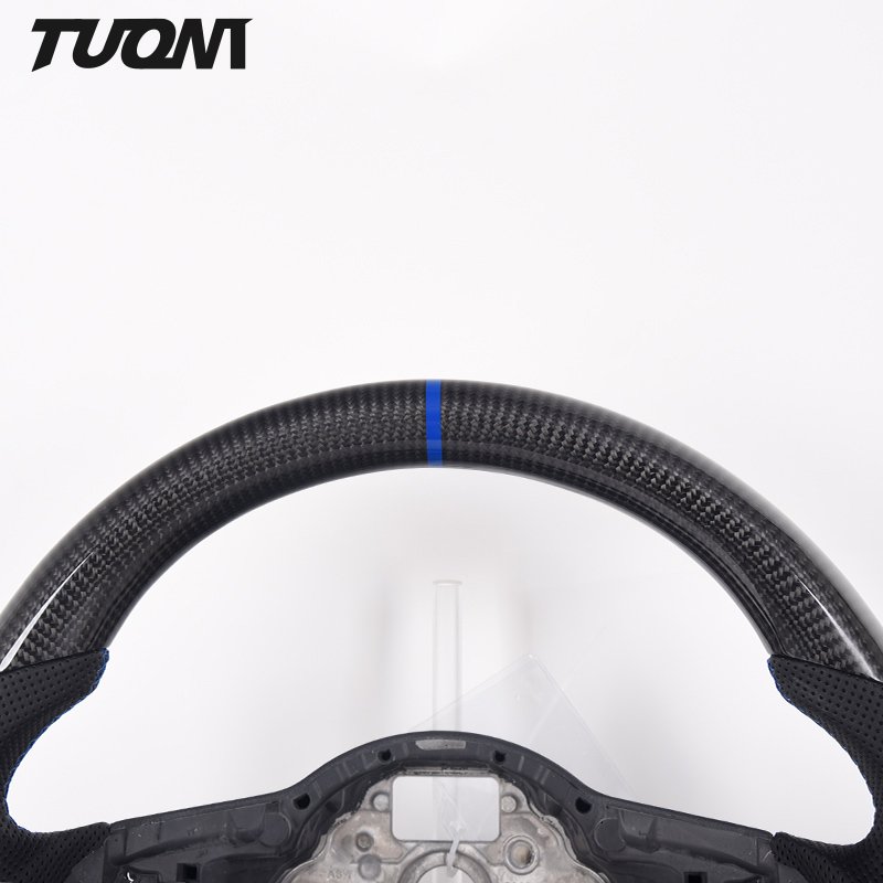 Round Top And Flat Bottom Full Leather Racing Car Steering Wheel For Vw Golf 7 8