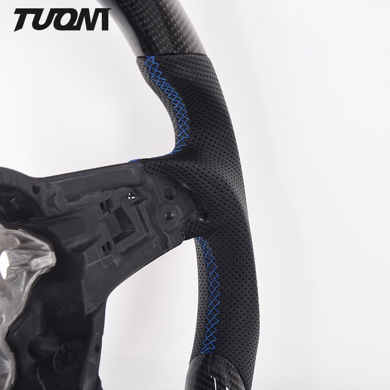 Round Top And Flat Bottom Full Leather Racing Car Steering Wheel For Vw Golf 7 8