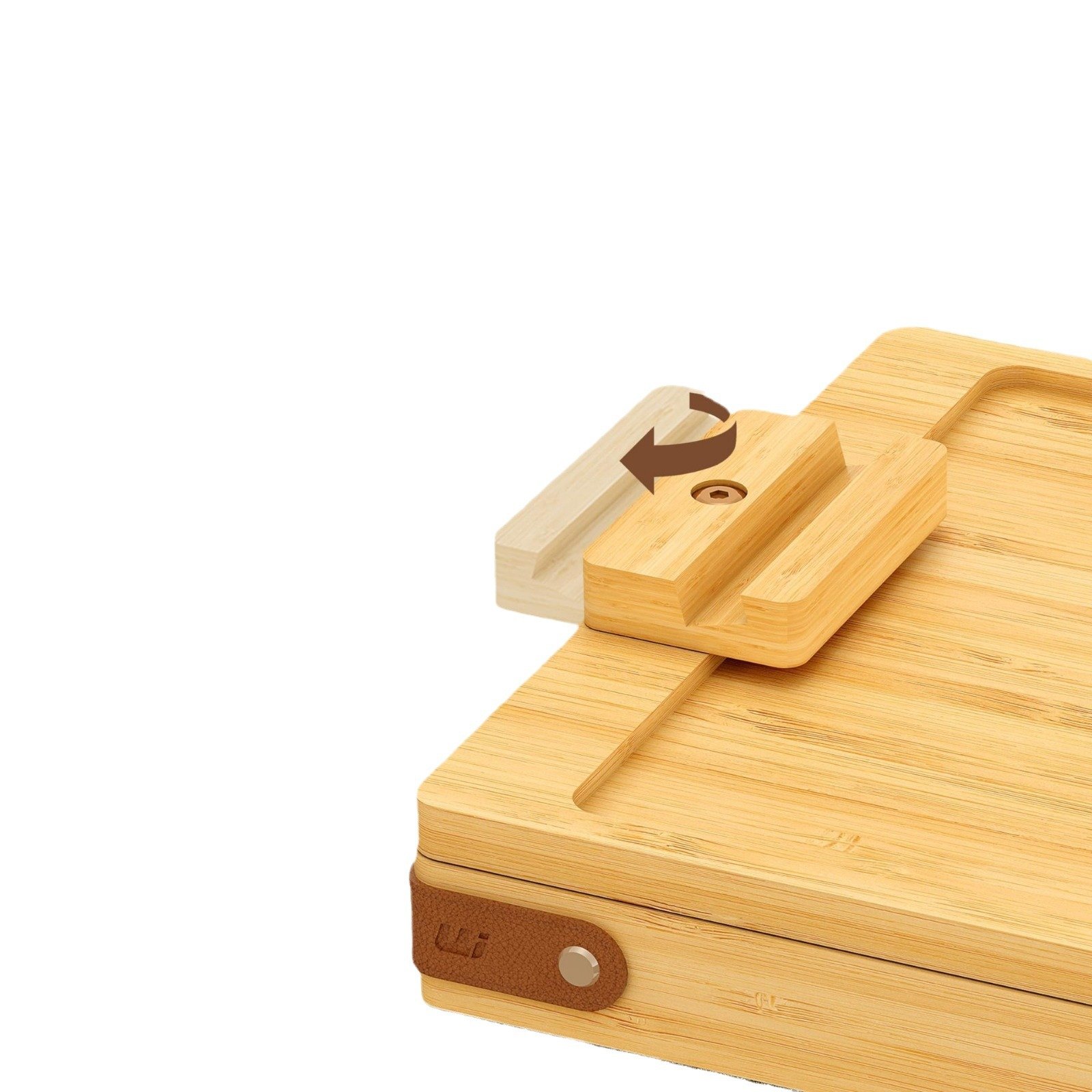 Addreen Sofa Armrest Tray With Storage Box 360 Degree Rotating Tabletop and Phone Holder Bamboo Couch Arm Table Tray
