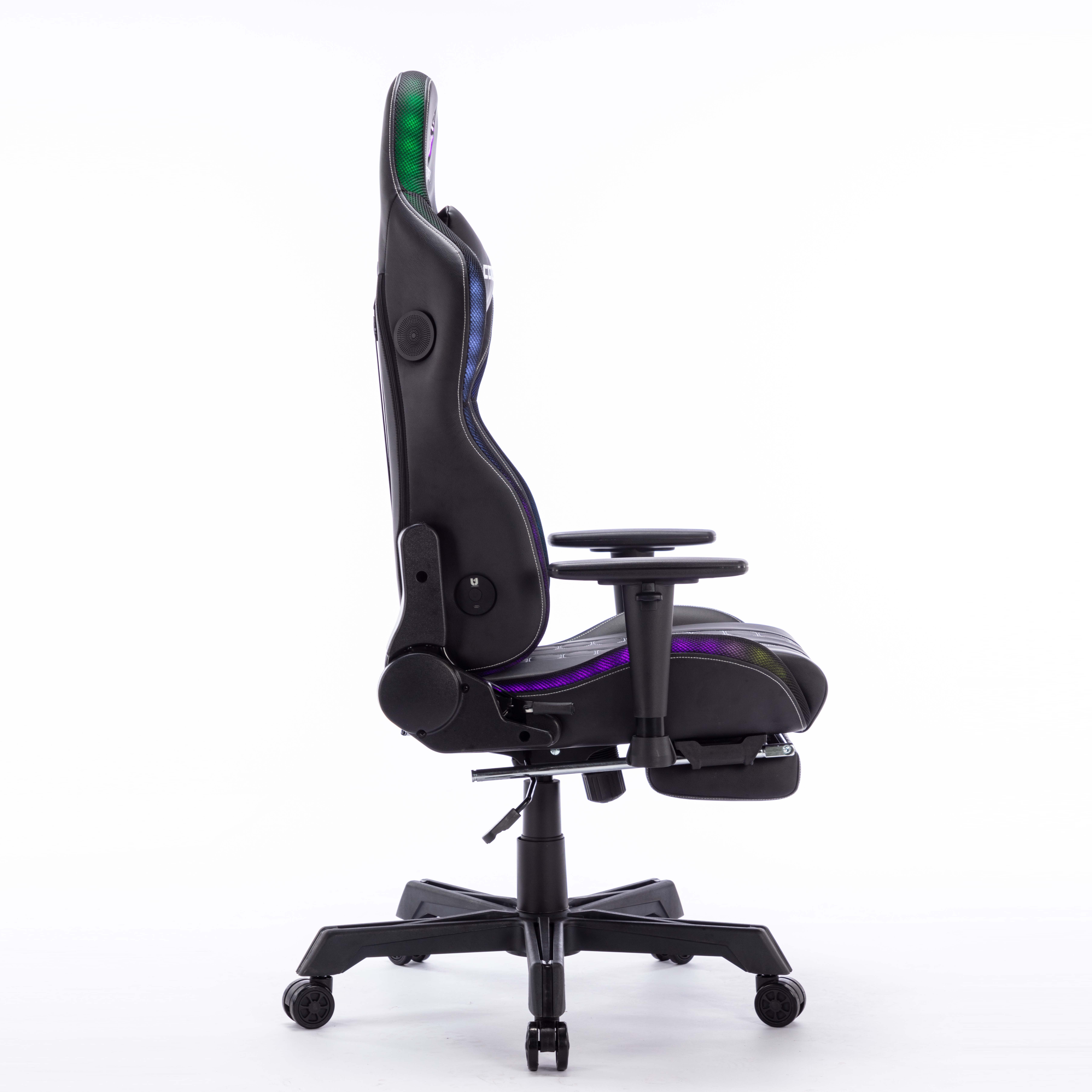 Black Ergonomic Computer Armchair Racing Adjustable Backrest RGB Gaming Chair With Led Light