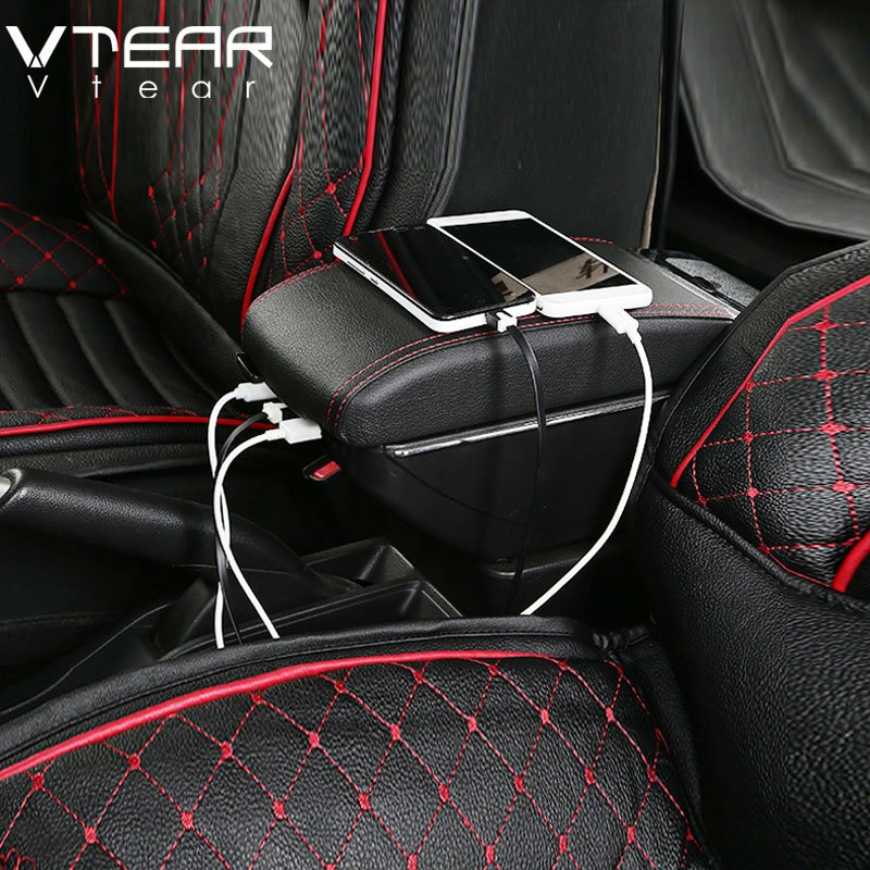Vtear for Chevrolet Cruze Armrest Box Storage Box USB Charging Interface Central Console Box Interior Deocaration Accessories