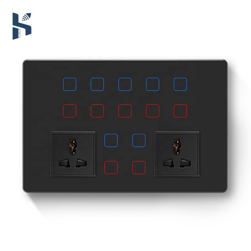 Glass Touch Wall Socket Tuya Smart WiFi Lights Fan Control Power Failure Memory Timing-India Standard 10A 240V PC Home Use