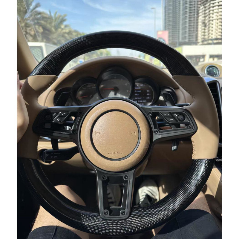 Fit for Porsche Panamera Cayenne Macan 718 911 Caycan 918 Taycan Carbon Fiber Leather Car Steering Wheel Car Accessories