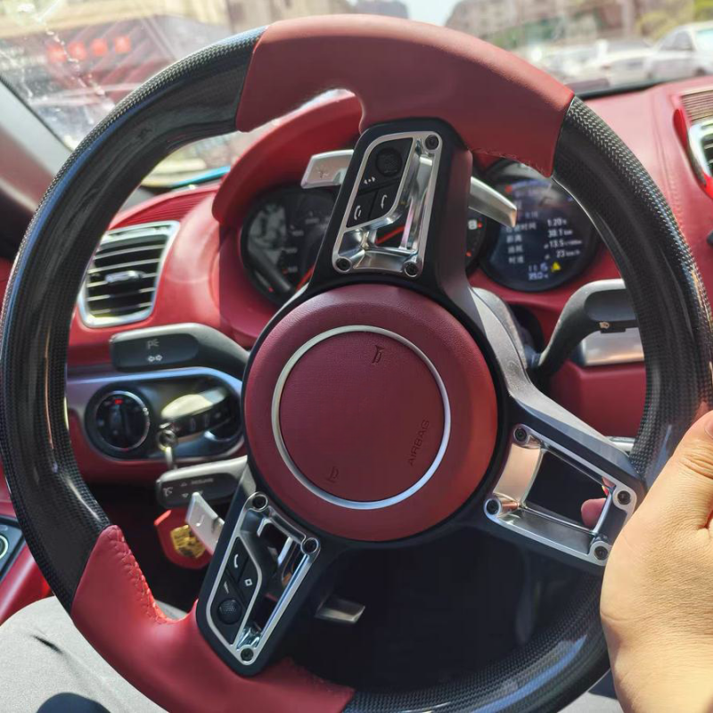 Fit for Porsche Panamera Cayenne Macan 718 911 Caycan 918 Taycan Carbon Fiber Leather Car Steering Wheel Car Accessories