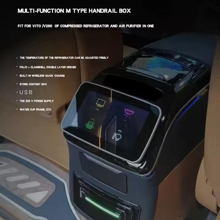 Large SUV Modified Interior Compressor Armrest Box Refrigerator with Storage Compartment in the Rear