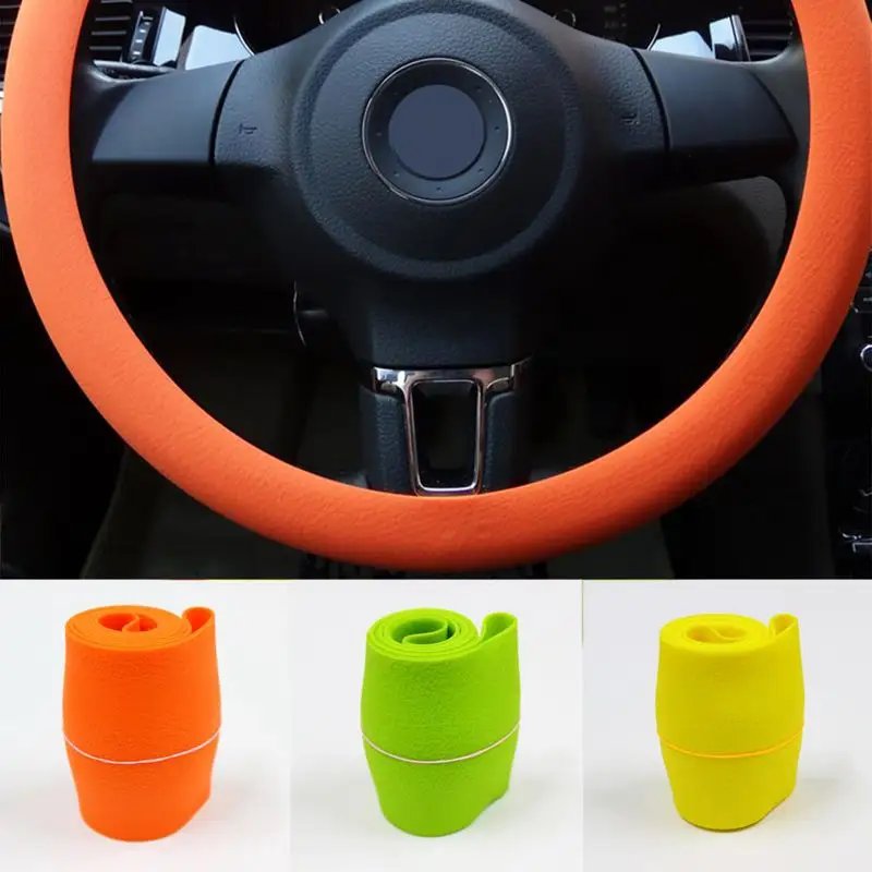 Four Seasons Universal Silicone Car Steering Wheel Cover Waterproof Solid Color Anti-Slip Protective Leather Accessory For BMW