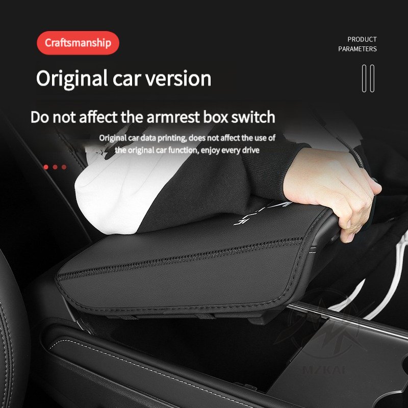 Wholesale Car Interior Decor Accessories PU Leather Armrest Center Console Protector Pad Box Cover for Tesla Model 3 / Y