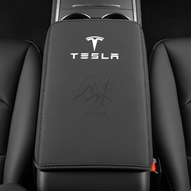Wholesale Car Interior Decor Accessories PU Leather Armrest Center Console Protector Pad Box Cover for Tesla Model 3 / Y